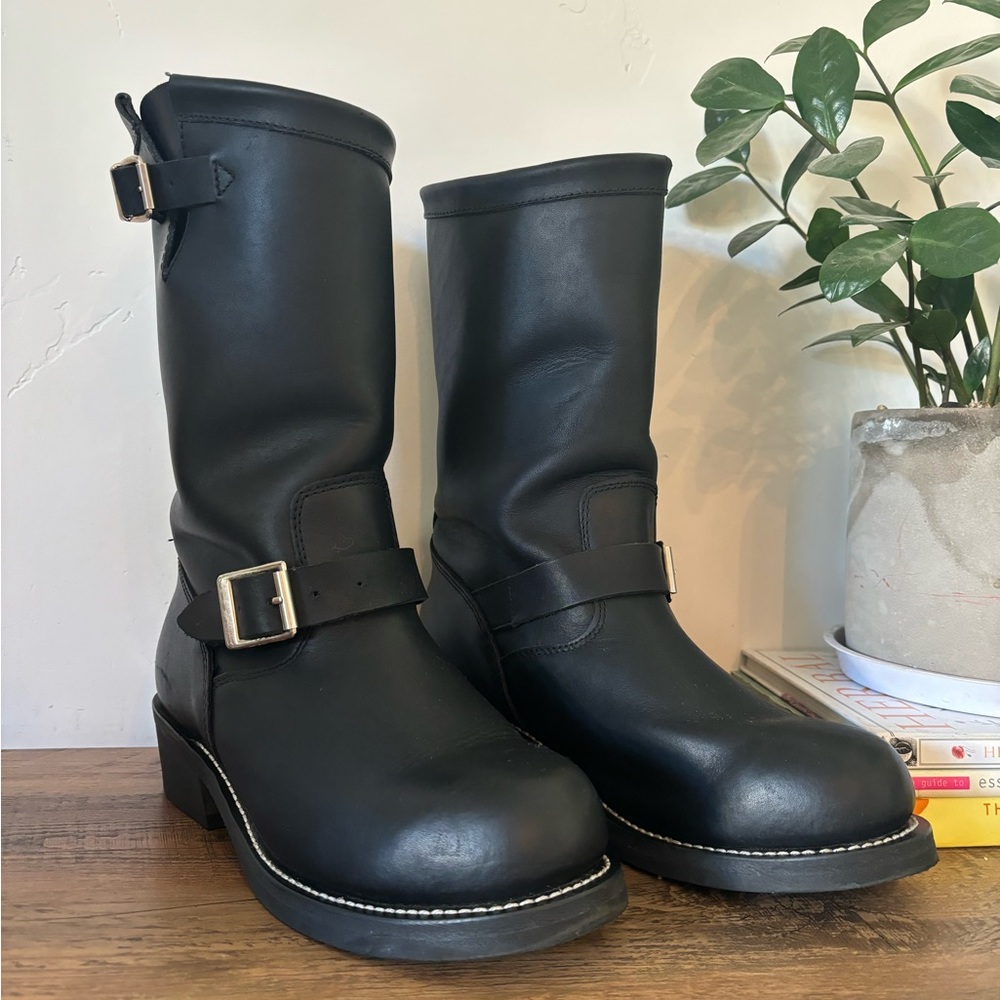 ENGINEER MOTORCYCLE BOOTS - ROUND TOE - Cody James - Full Grain Leather - 8.5 M